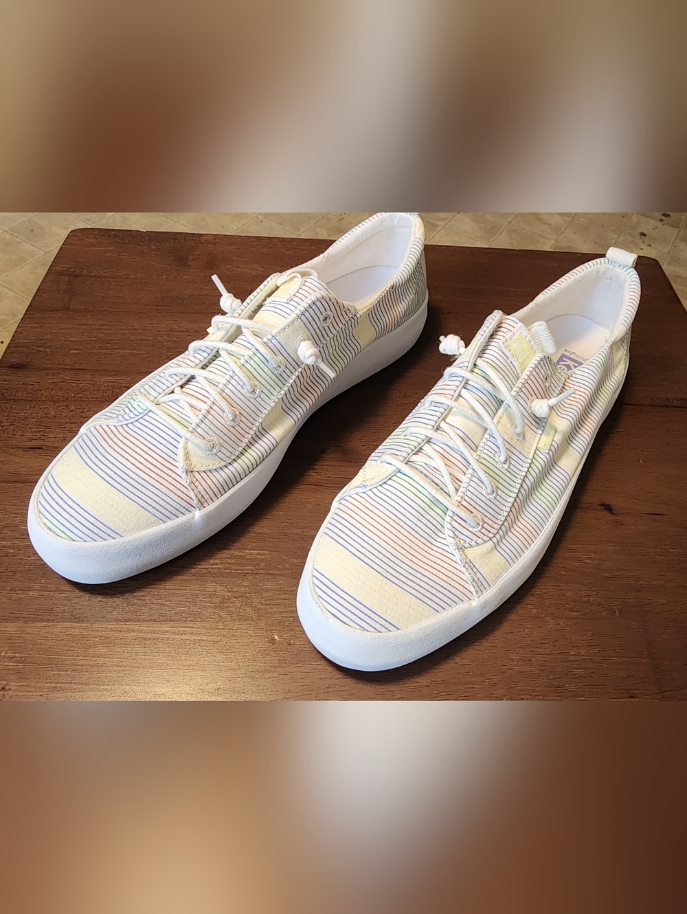 Keds NWOT Women's Kickback Surf Stripes Canvas Slip on Lace Sneaker Multi Sz 10